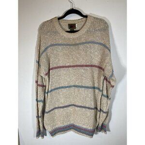 Vintage Boston Traders Chunky Knit Pullover Striped Sweater Size L 1980s 90s Y2K